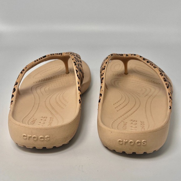 Crocs Women's KADEE Leopard Print Flip Flops Sandals Shoes Size 9 - Picture 5 of 6
